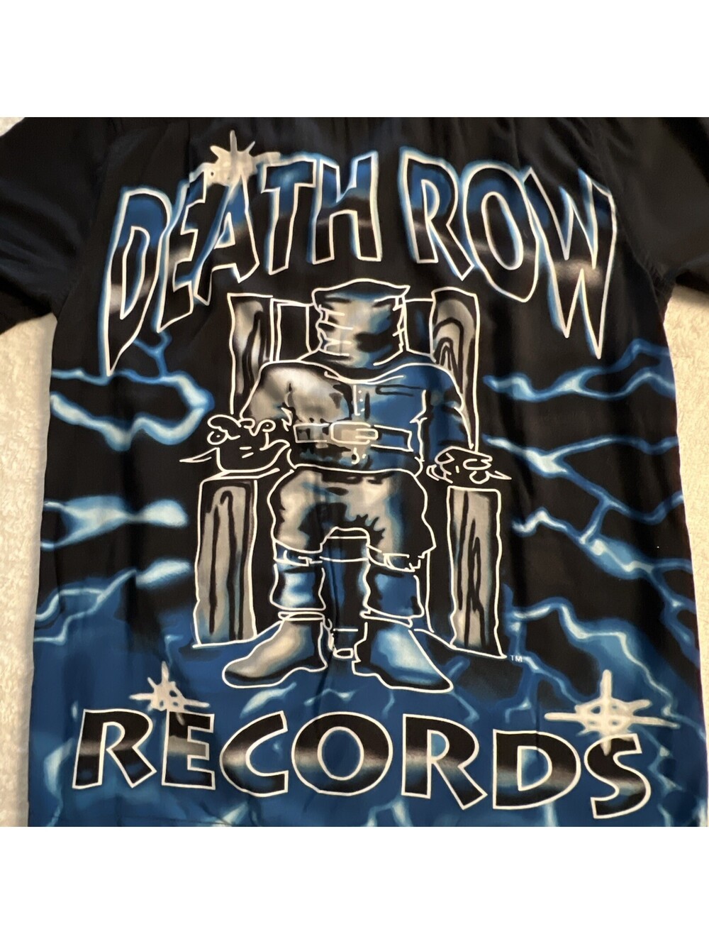 Death Row Records All Over Print Shirt Lightening Graphic Button Up S Streetwear